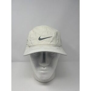 Nike AW84 5-Panel Running Hat Dri-Fit Aerobill,  White, Reflective Swoosh, OSFM